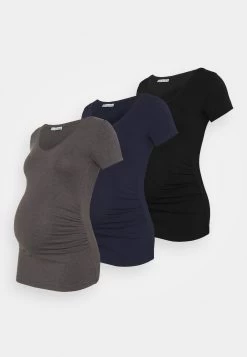 3 Pack - T-Shirt Print - Black /Dark Grey/Dark Blue