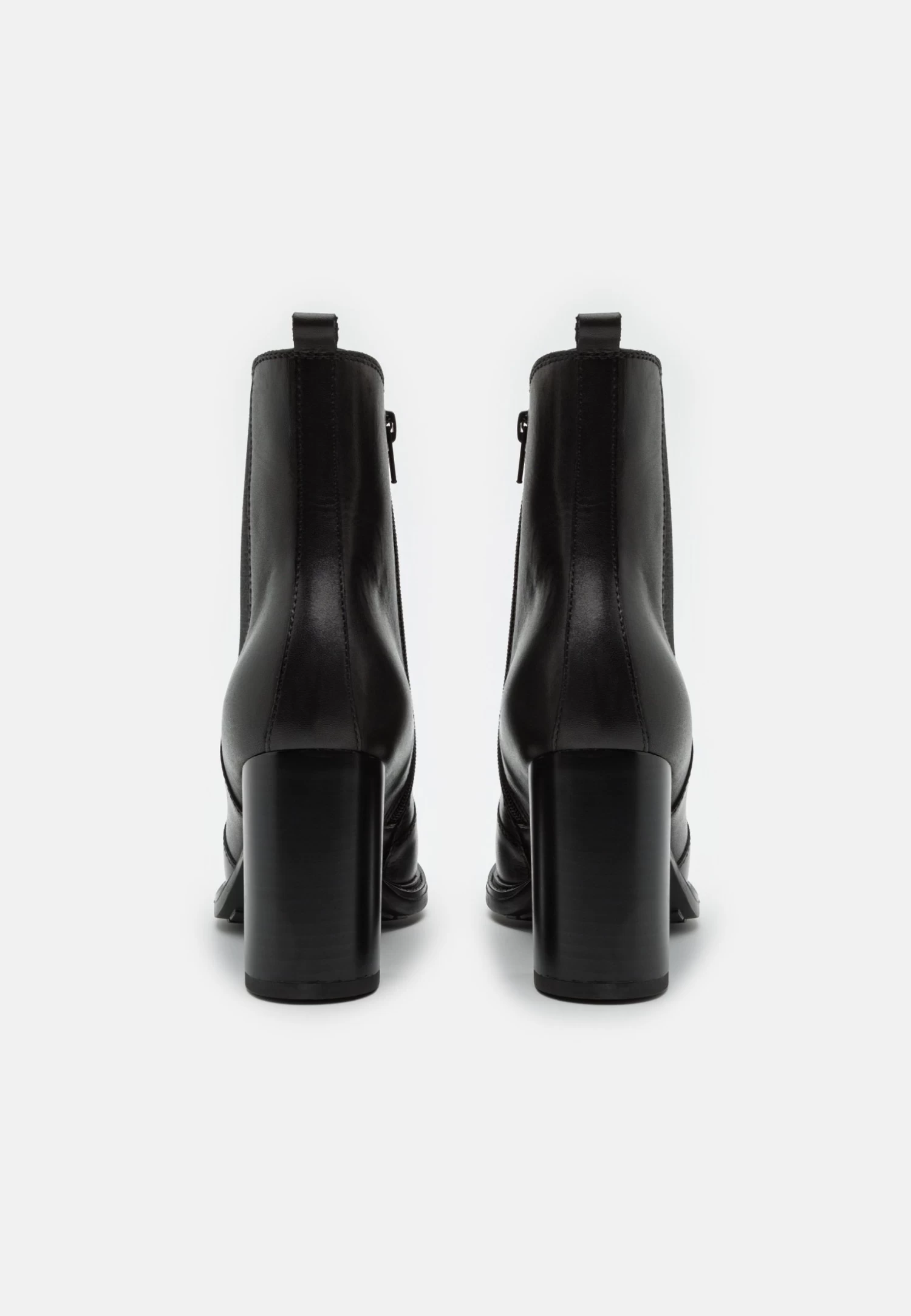 Leather- Enkellaarsjes Met Hoge Hak - Black 6 Leather- Enkellaarsjes Met Hoge Hak - Black - Afbeelding 4